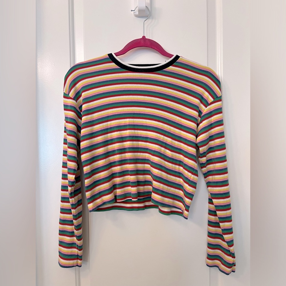 Top Shop long sleeve rainbow striped tshirt